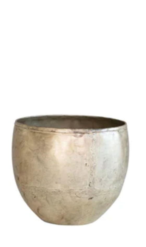 Distressed Pewter Metal Pot, 3 Sizes