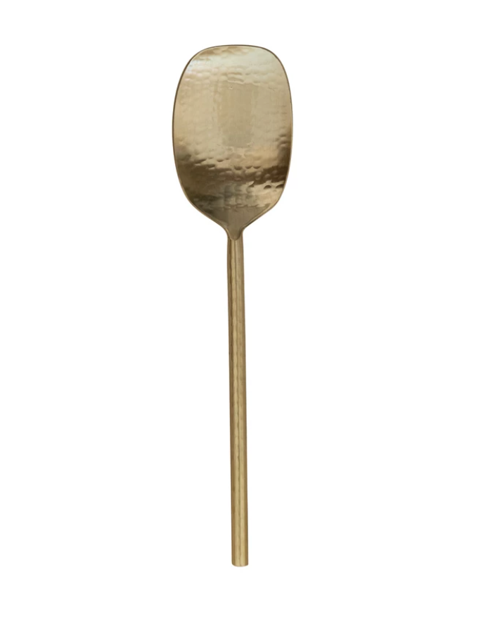 Hammered Stainless Steel Serving Spoon, Gold Finish