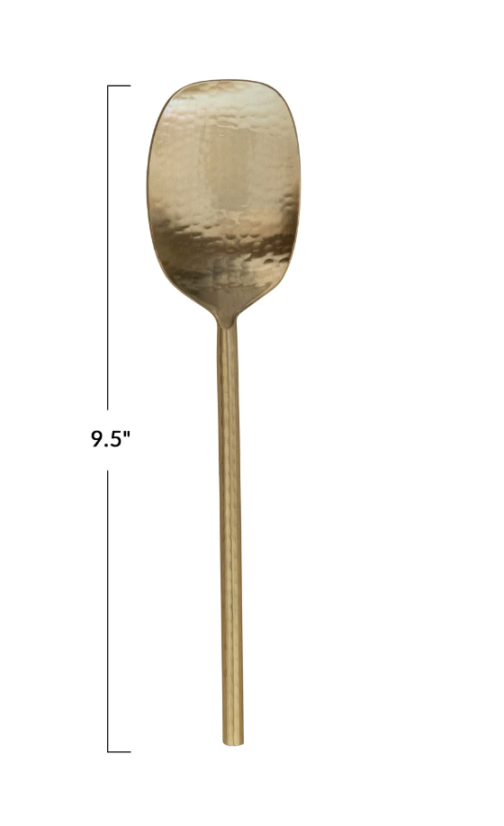 Hammered Stainless Steel Serving Spoon, Gold Finish