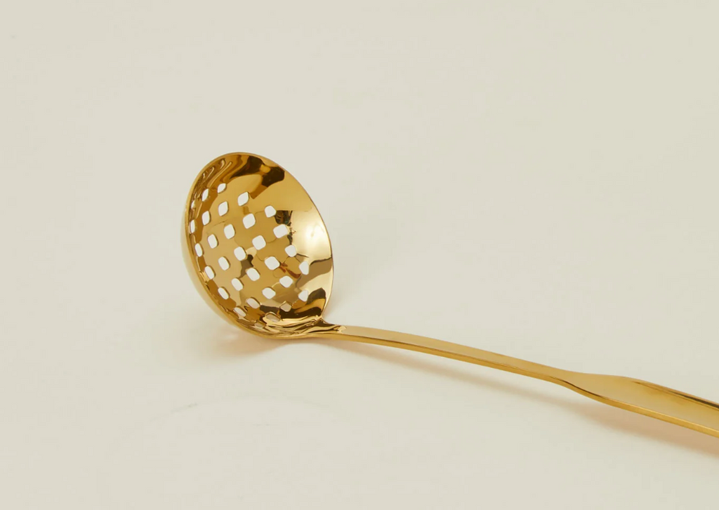 Stainless Steel Slotted Ladle, Gold Finish