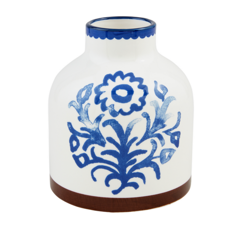 Hand-Painted Blue Floral Vase, 3 Sizes/Styles
