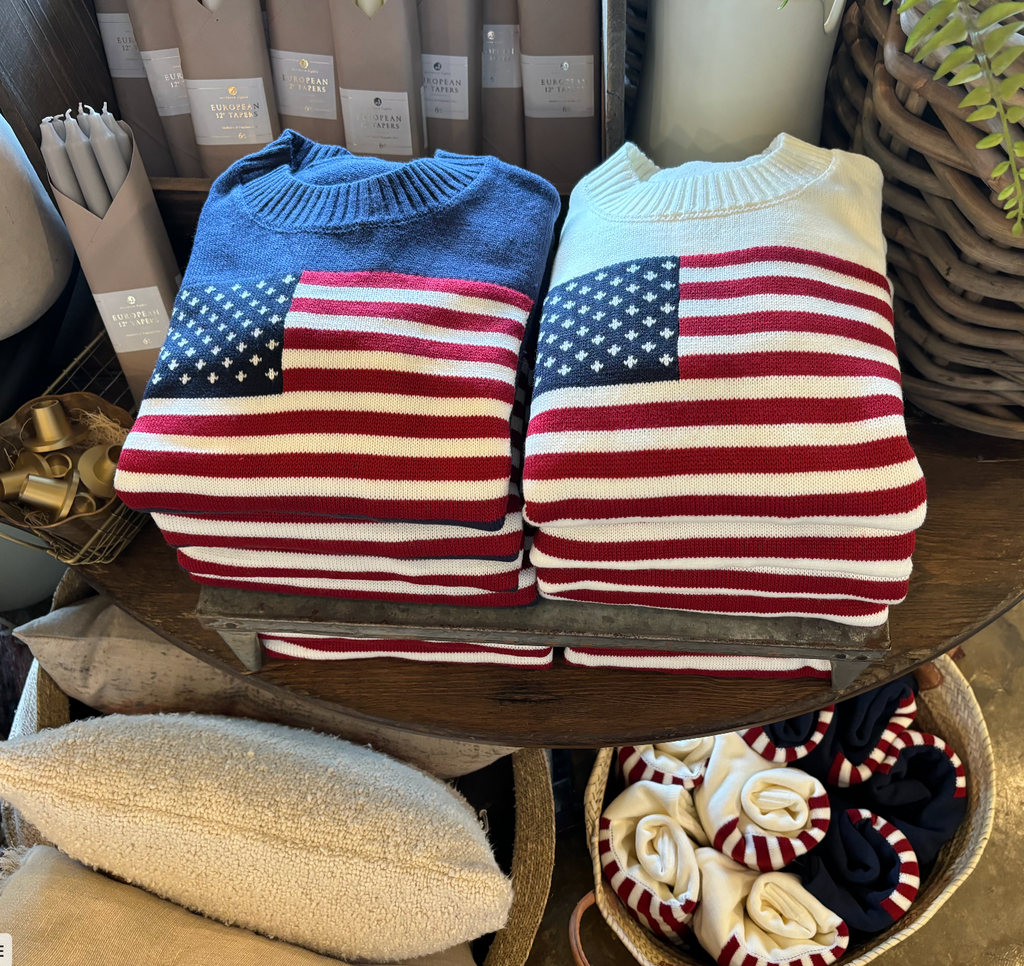 USA Knit Flag Sweater, White, 4 Sizes