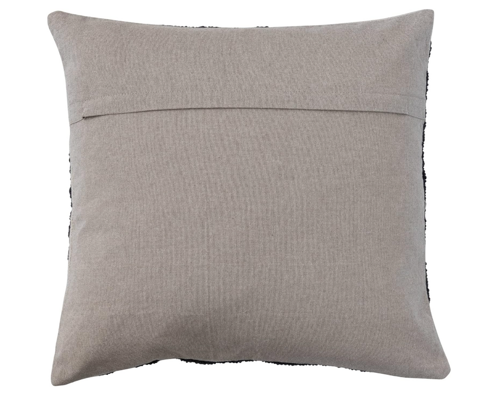 18" Square Cotton Tufted Pillow w/ Abstract Lines & Chambray Back