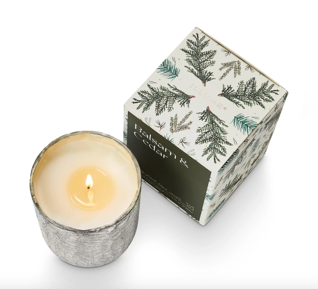 Illume Balsam & Cedar Small Boxed Crackle Glass Candle