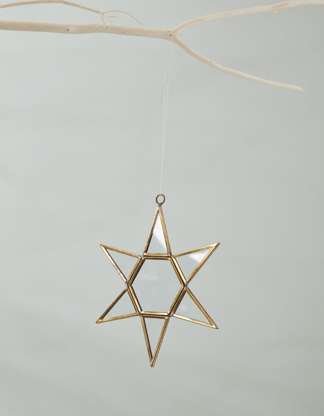 Gold Metal and Glass Star Ornament