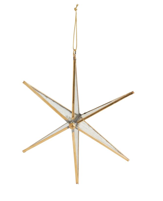 North Star Ornament w/ Glass and Gold Metal