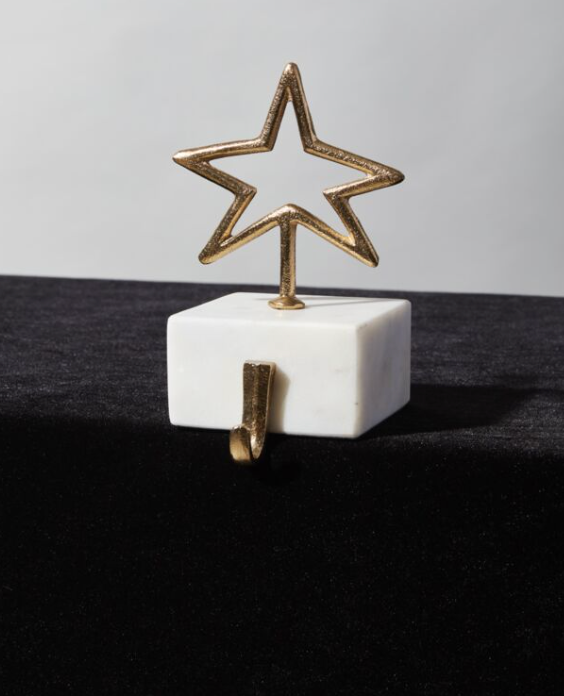 Gold Star w/ Marble Base Stocking Holder