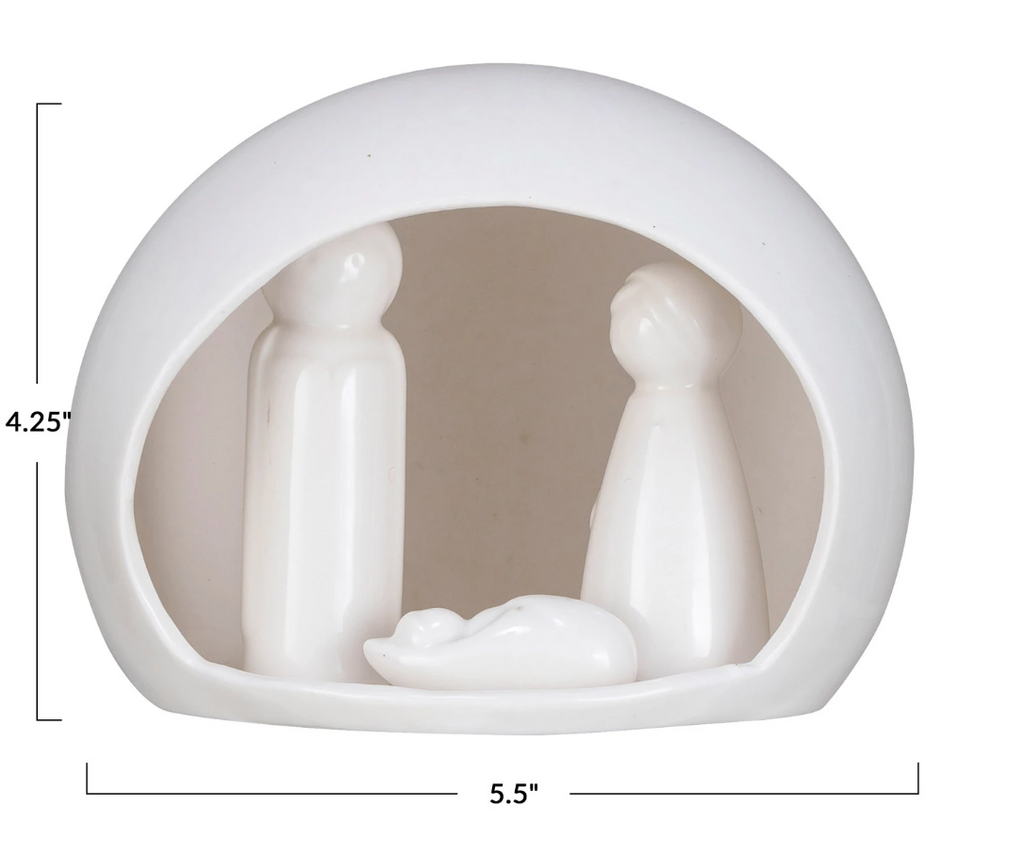 Stoneware Nativity, White, Set of 4