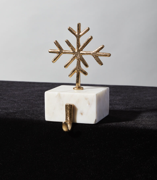 Gold Snowflake w/ Marble Base Stocking Holder