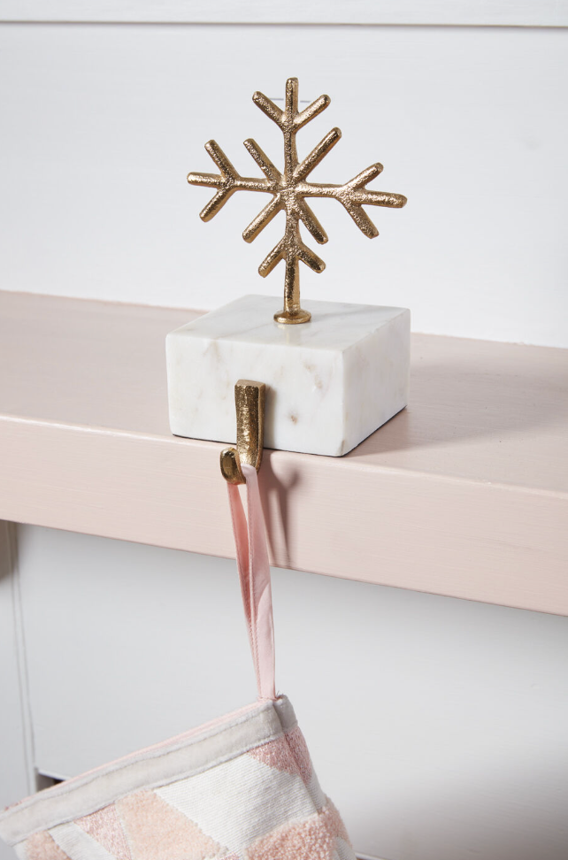 Gold Snowflake w/ Marble Base Stocking Holder