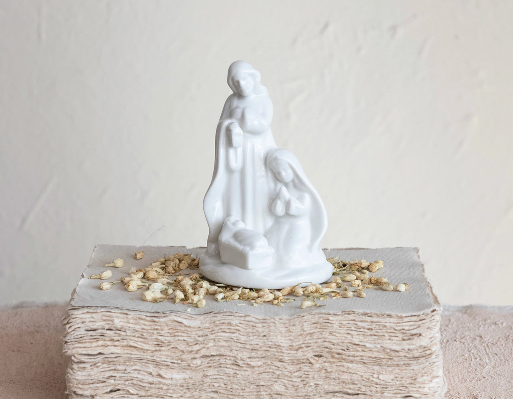 Stoneware Holy Family, White