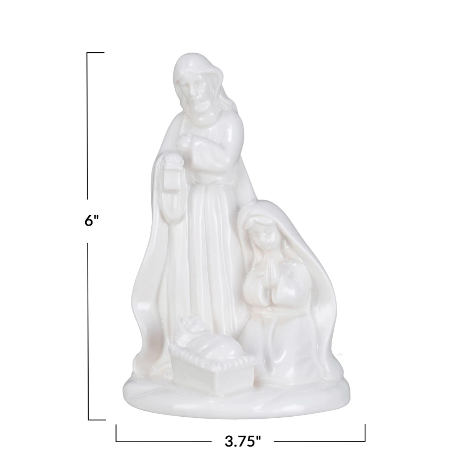 Stoneware Holy Family, White