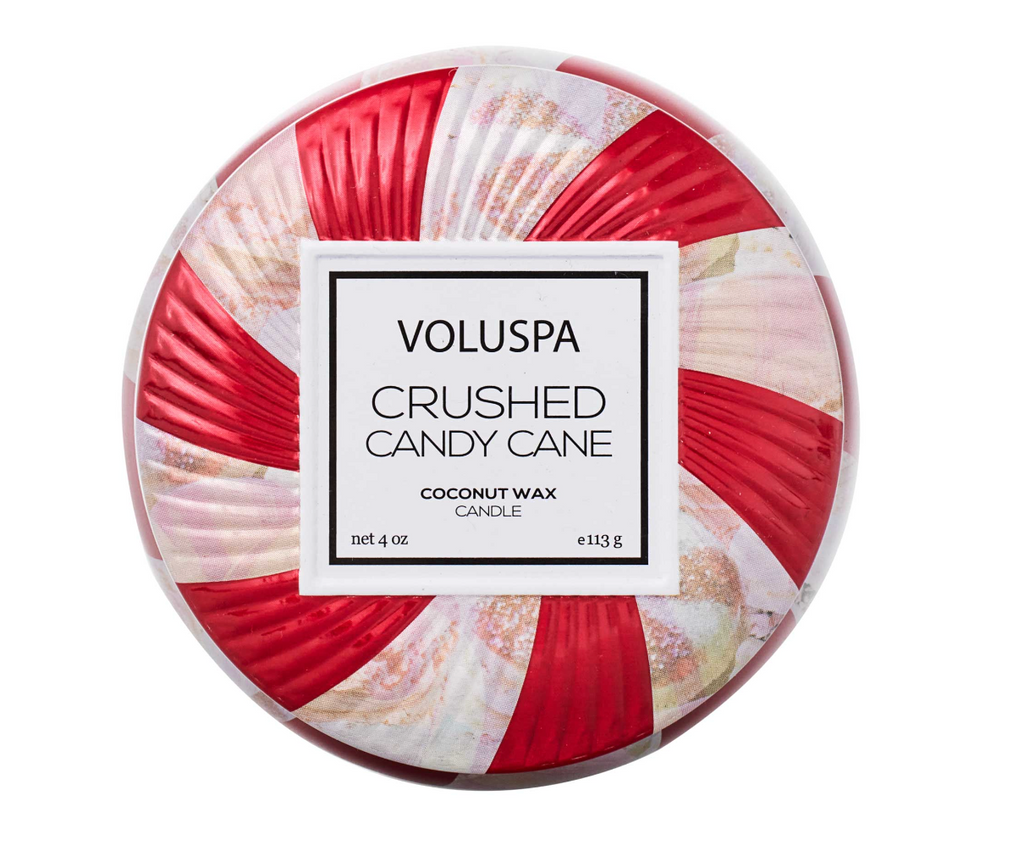 Voluspa Crushed Candy Cane Mini Tin, 4 Ounces