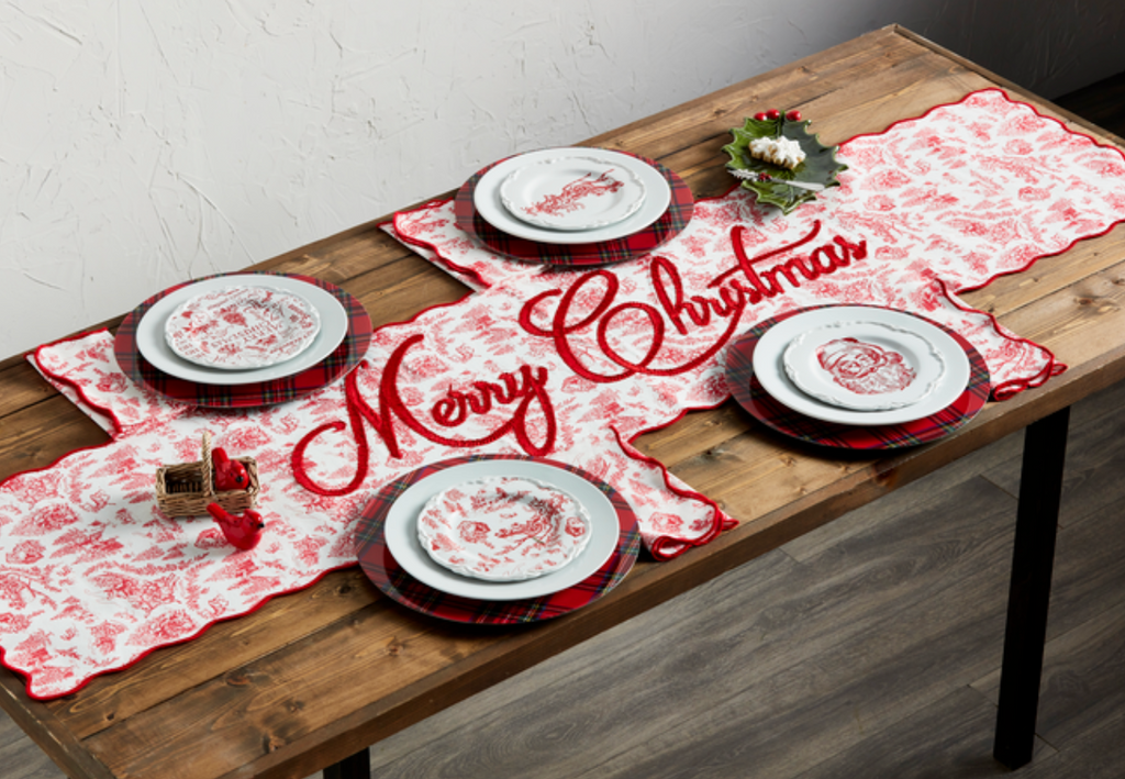 Stoneware Christmas Dessert Plate, Red & White, 4 Styles