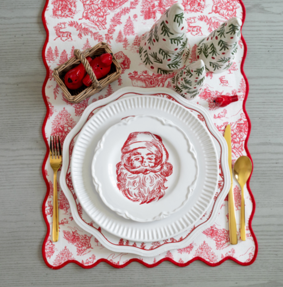 Stoneware Christmas Dessert Plate, Red & White, 4 Styles