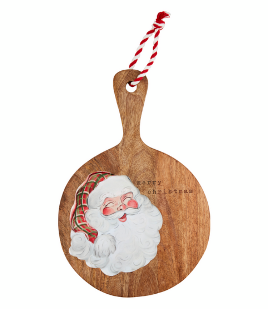 Santa Wood Enamel Serving Board, 2 Shapes (Round & Square)