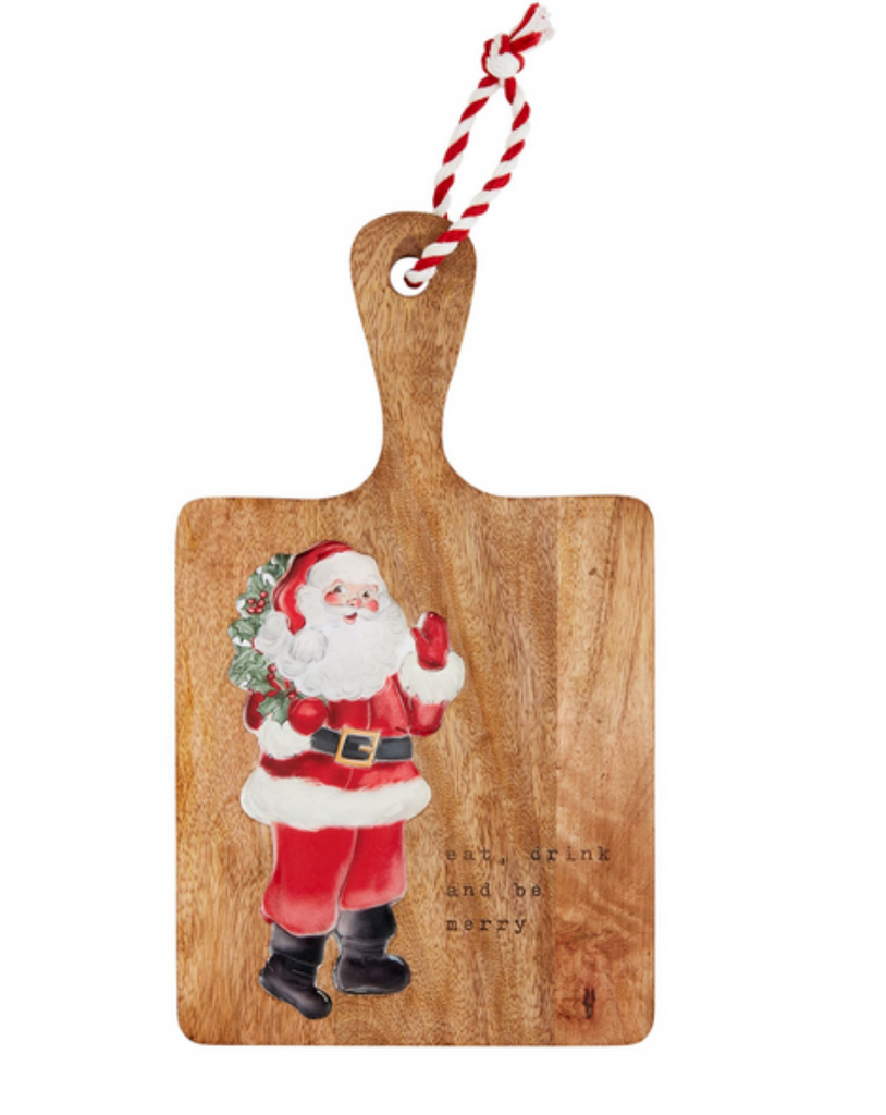 Santa Wood Enamel Serving Board, 2 Shapes (Round & Square)