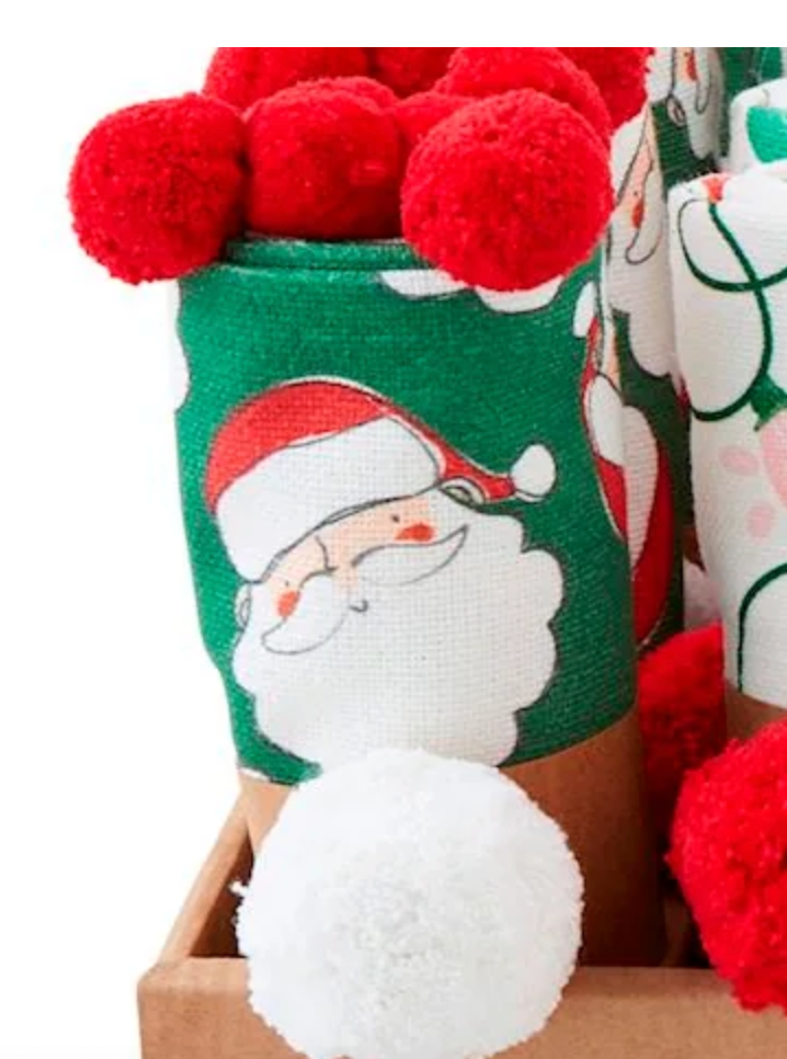 Christmas Print Hand Towel w/ Pom Trim, 6 Styles