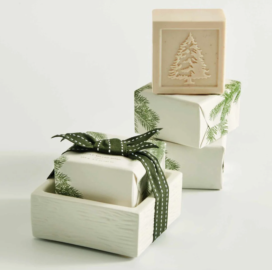 Thymes Frasier Fir Bar Soap and Dish Set