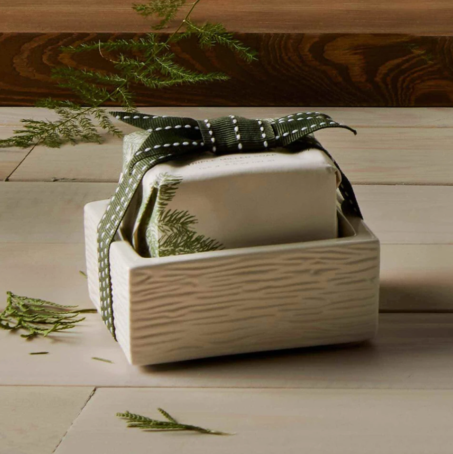 Thymes Frasier Fir Bar Soap and Dish Set