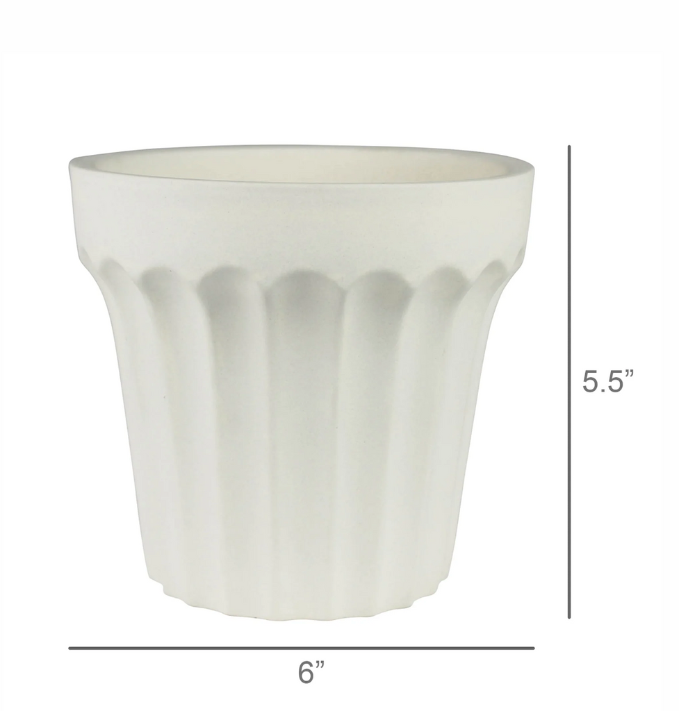 Scalloped Orchid Pot, Matte White