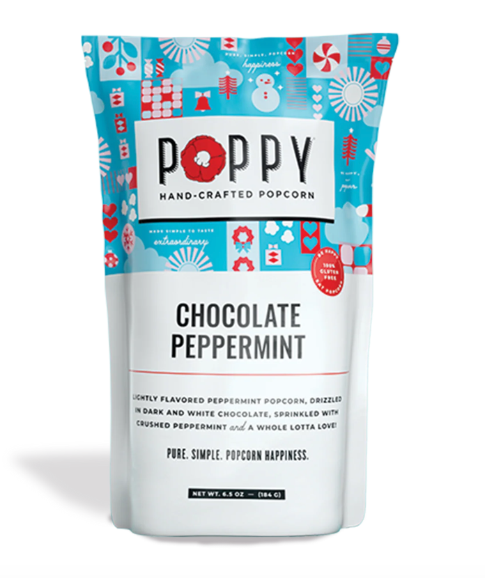 Poppy Popcorn Chocolate Peppermint Holiday Market Bag