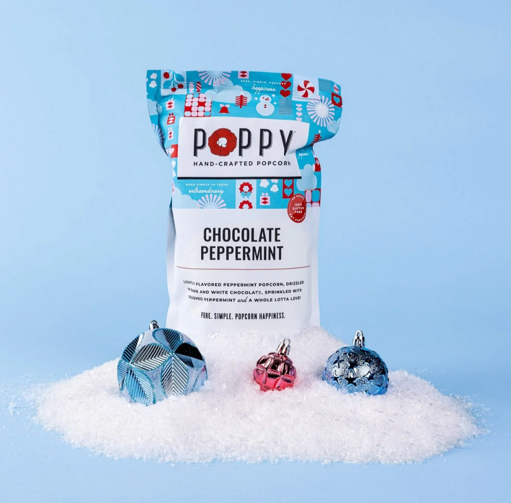 Poppy Popcorn Chocolate Peppermint Holiday Market Bag