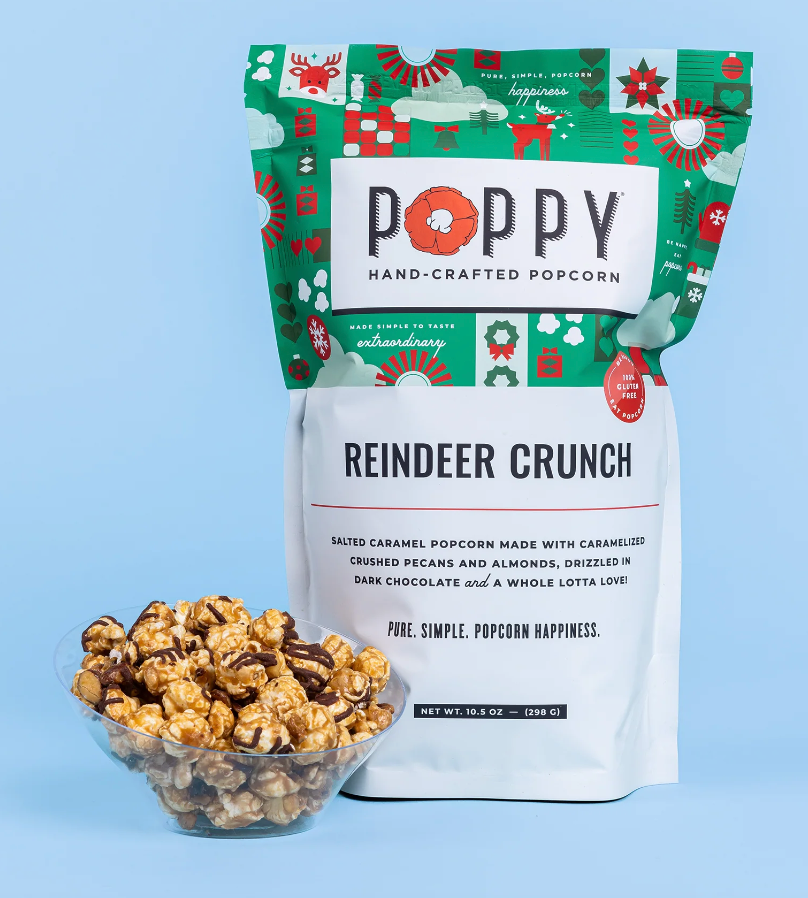 Poppy Popcorn Reindeer Crunch Holiday Market Bag