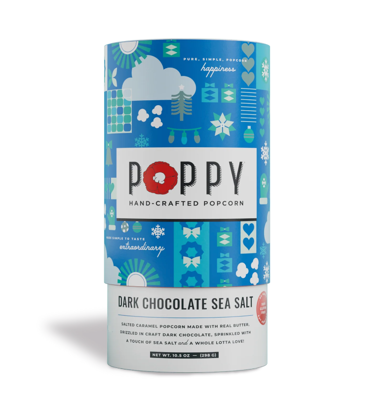 Poppy Popcorn Sea Salt Dark Chocolate Cylinder