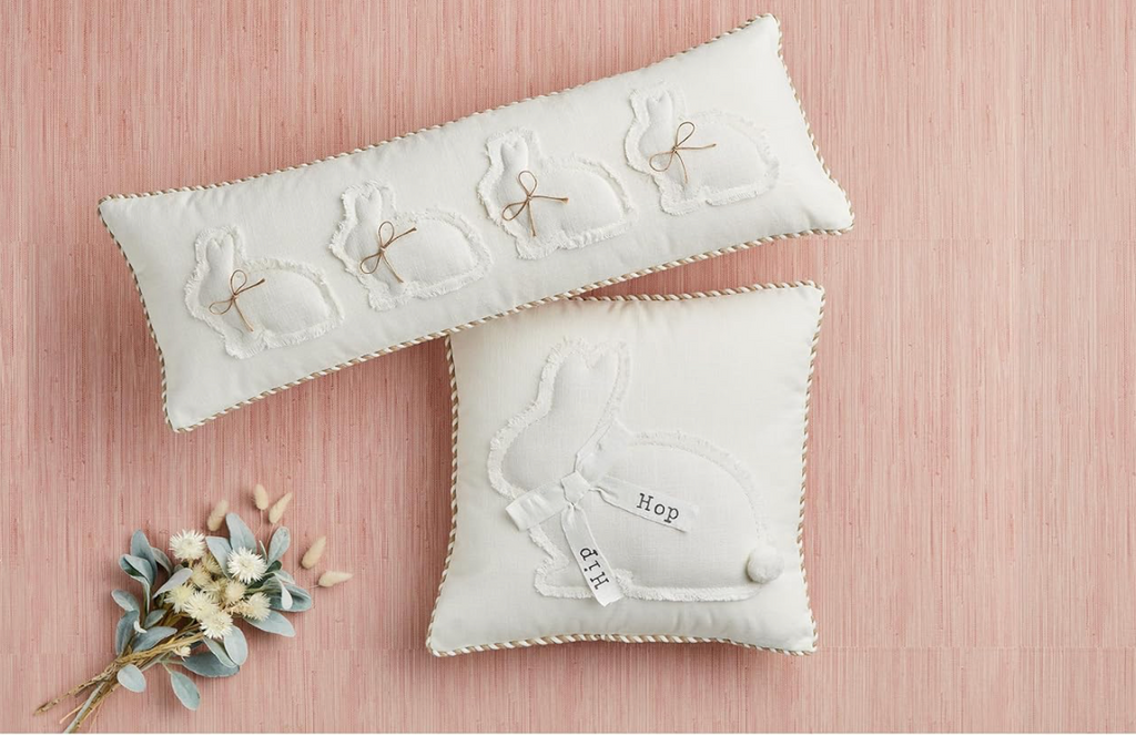 32" Cotton Lumbar Spring Bunny Pillow