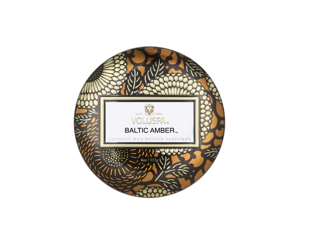 Voluspa Baltic Amber Mini Tin Candle, 4 Ounces