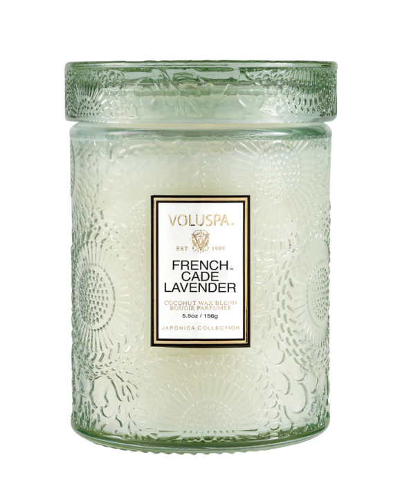 Voluspa French Cade Embossed Small Jar Candle. 5.5 Ounces