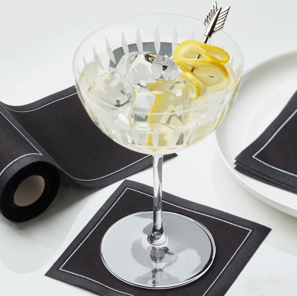 Black Cotton Cocktail Napkins, Roll of 50