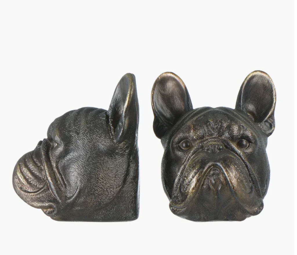 Dog Head Bookends with Antique Finish, Set of 2