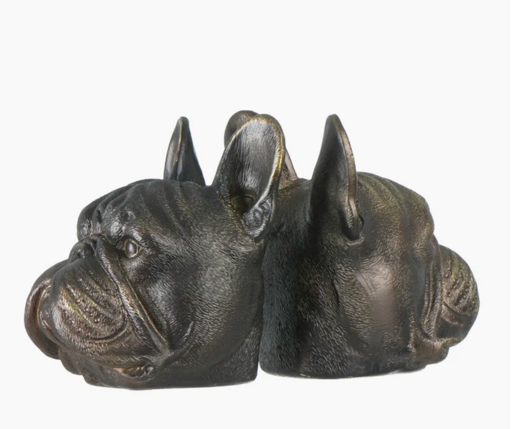 Dog Head Bookends with Antique Finish, Set of 2