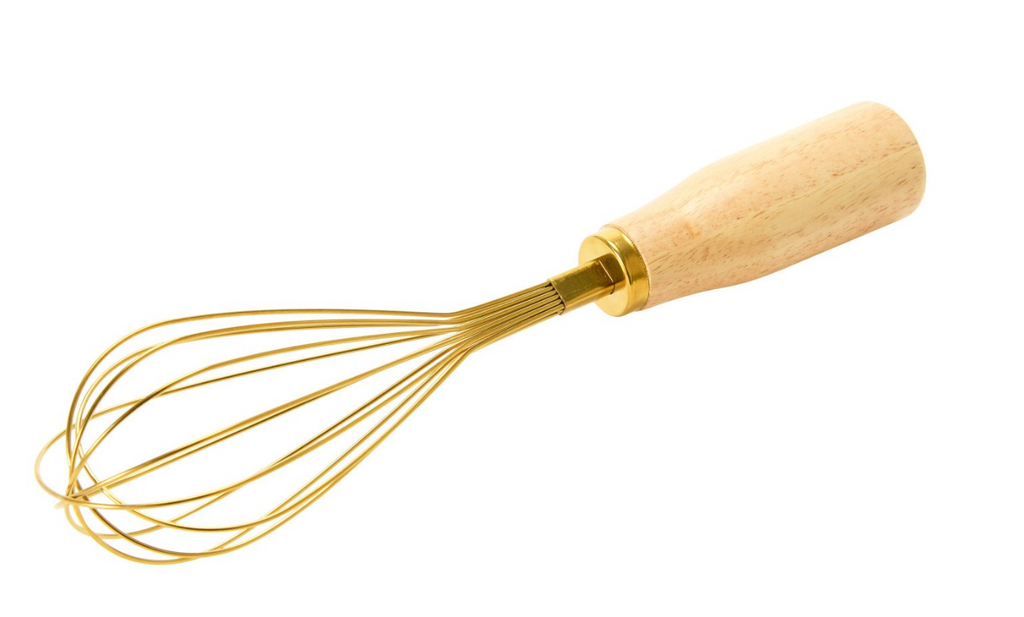 Stainless Steel Whisk w/ Gold Finish & Wood Handle