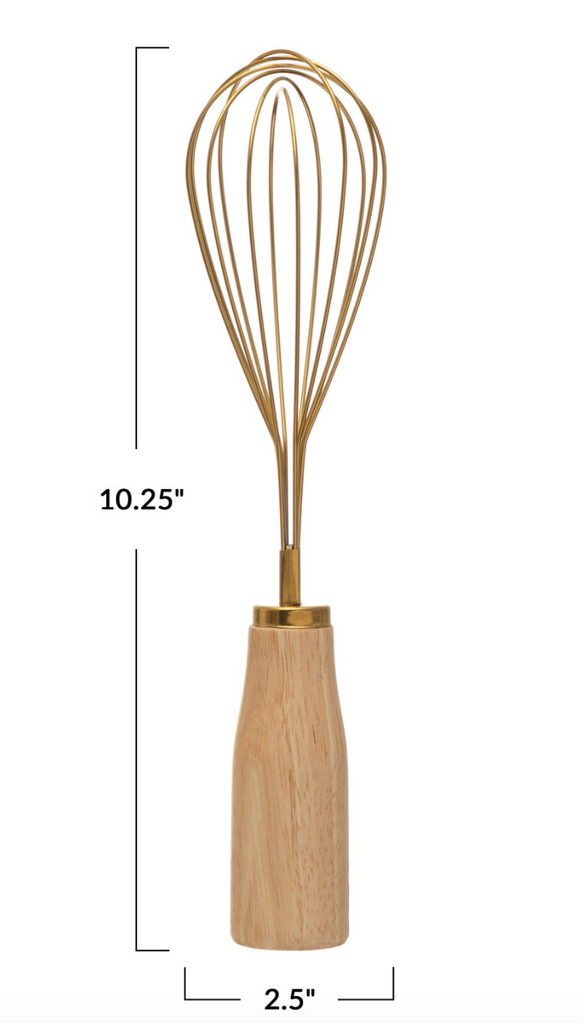 Stainless Steel Whisk w/ Gold Finish & Wood Handle