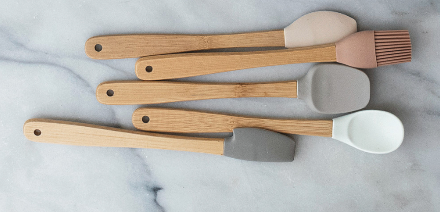 Mini Wood & Silicone Kitchen Utensils, Set of 5