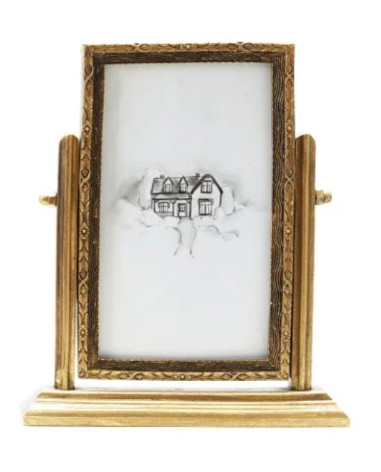 Rectangle Pewter & Glass Photo Frame w/ Art, 3 Sizes/Styles