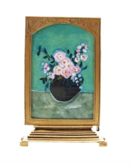 Rectangle Pewter & Glass Photo Frame w/ Art, 3 Sizes/Styles