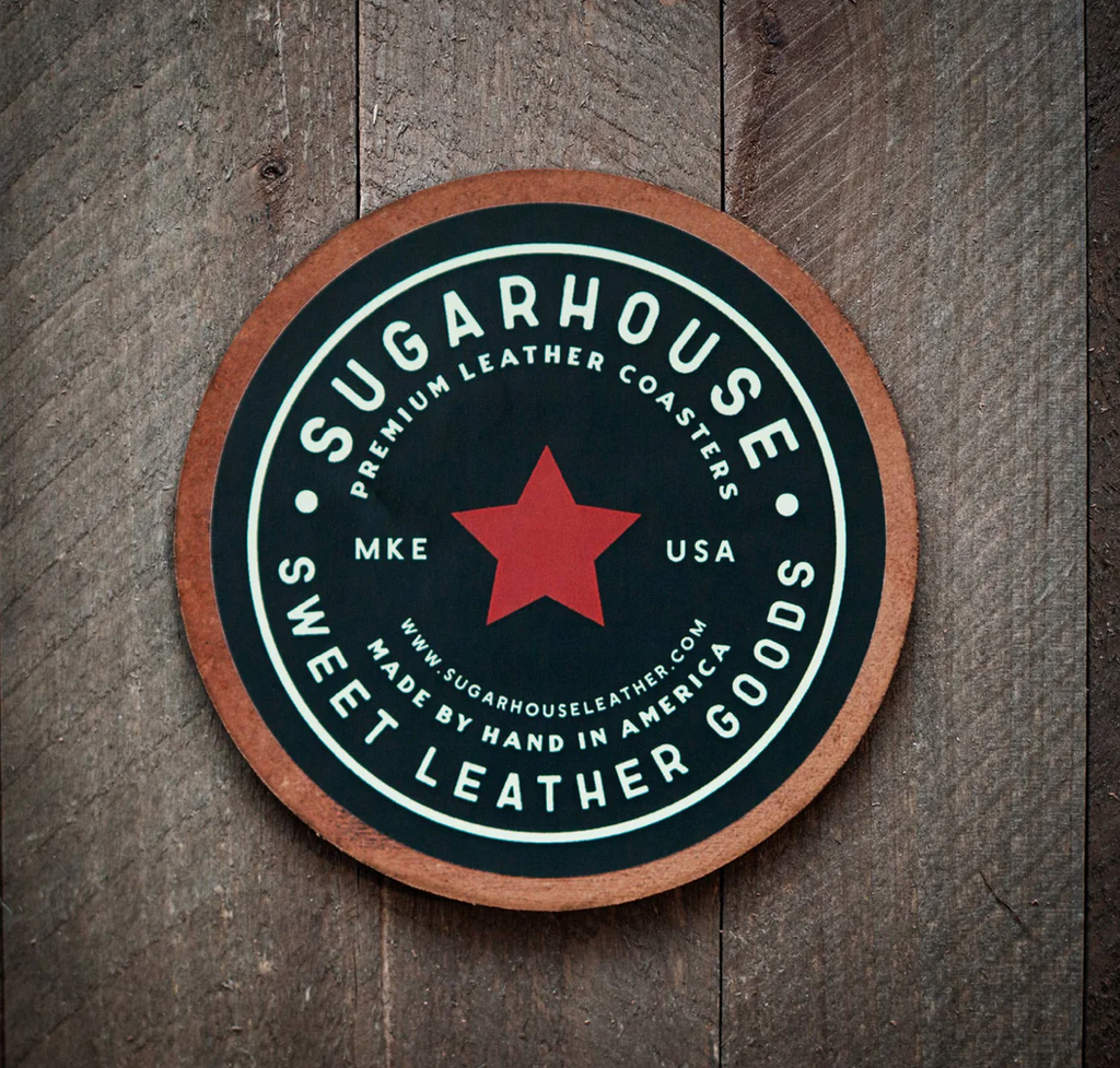 American Flag Hand Pressed Leather Coaster