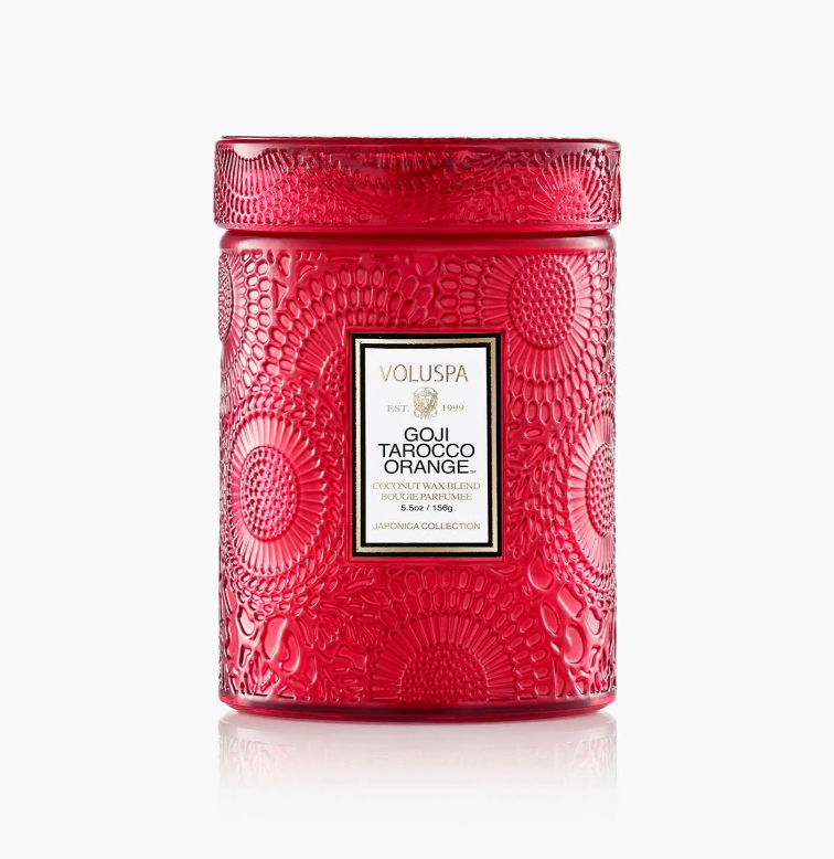 Voluspa Goji Tarocco Orange Small Embossed Jar Candle, 5.5 Ounces
