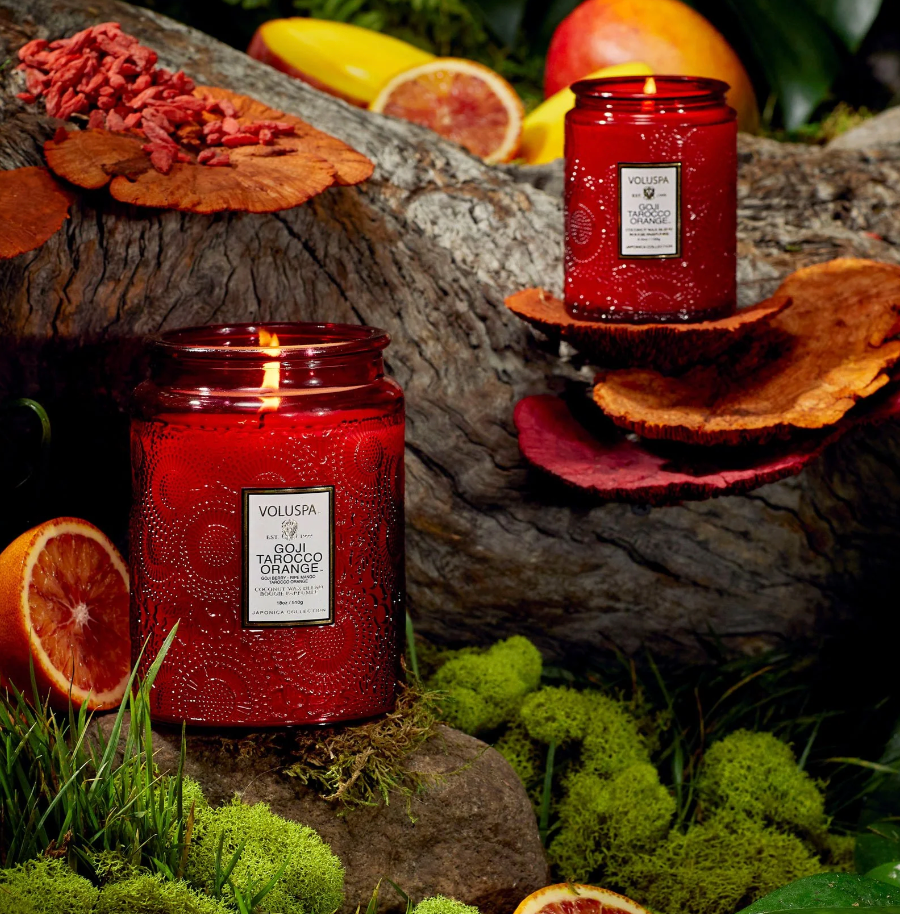 Voluspa Goji Tarocco Orange Small Embossed Jar Candle, 5.5 Ounces