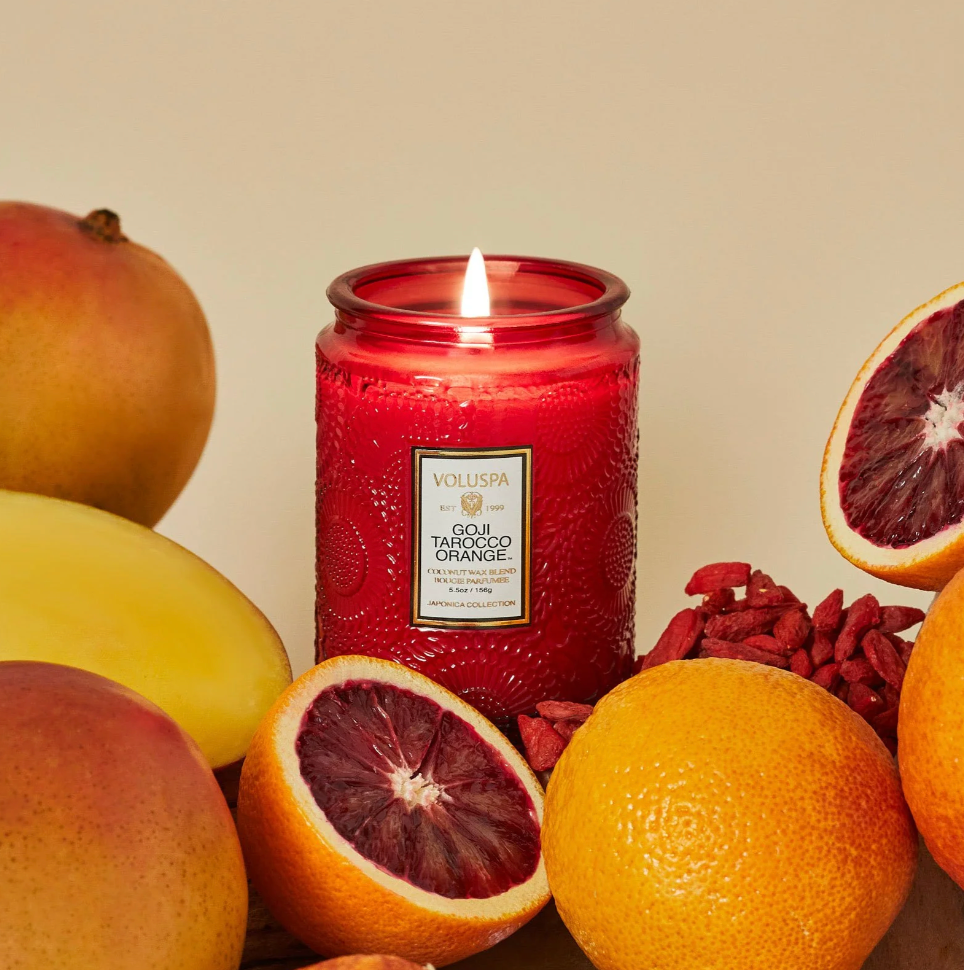 Voluspa Goji Tarocco Orange Small Embossed Jar Candle, 5.5 Ounces