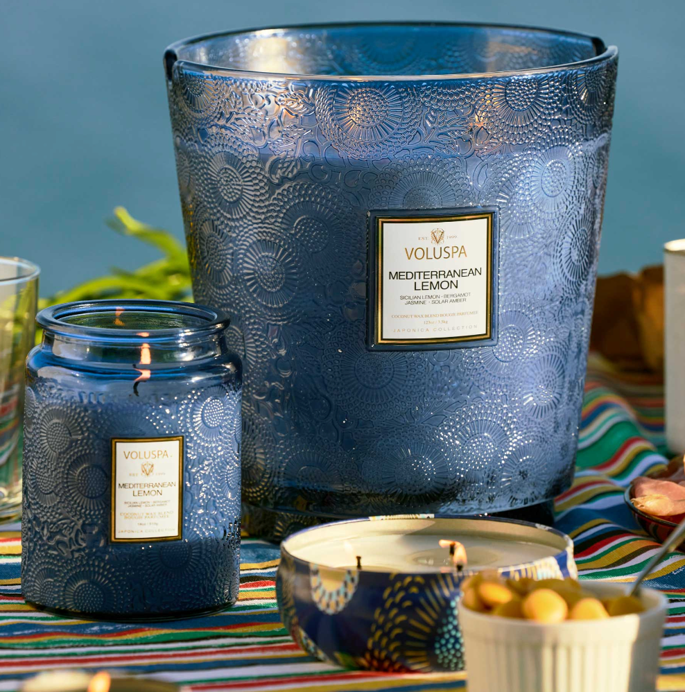 Voluspa Mediterranean Lemon 3 Wick Candle in Decorative Tin, 12 Ounces