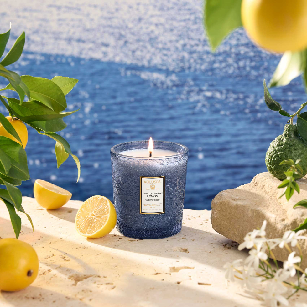 Voluspa Mediterranean Lemon Classic Boxed Candle, 9 Ounces