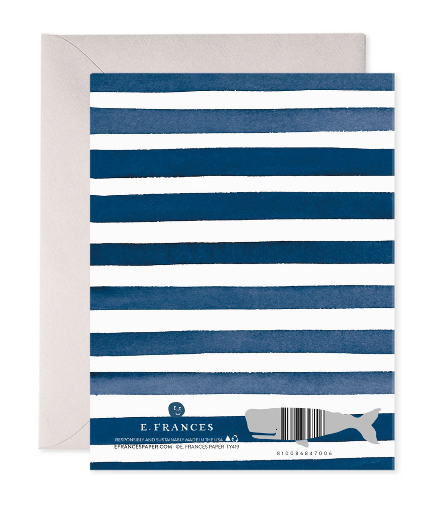 Navy Stripes Thank You Greeting Card