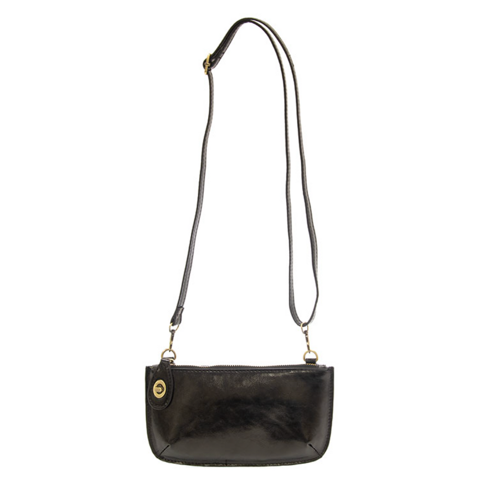 Joy Susan Liquid Metal Mini Crossbody Wristlet Clutch ~ Black