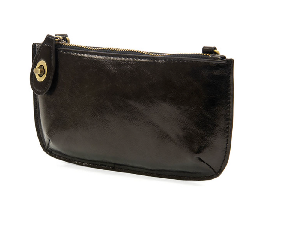 Joy Susan Liquid Metal Mini Crossbody Wristlet Clutch ~ Black