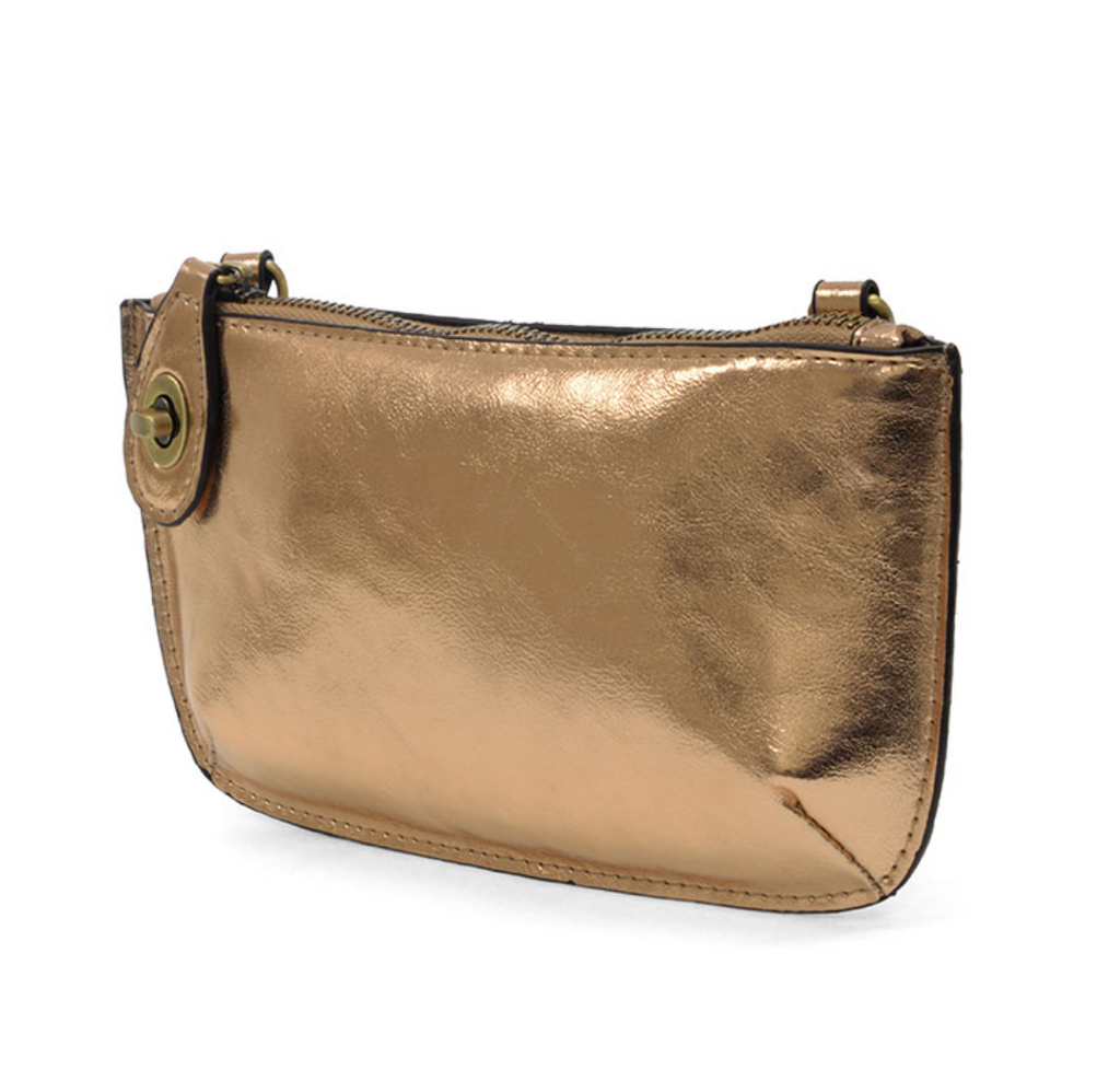 Joy Susan Liquid Metal Mini Crossbody Wristlet Clutch ~ Copper